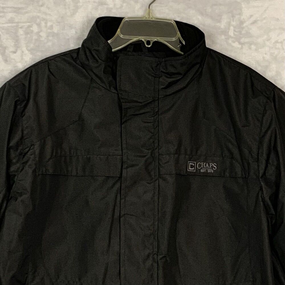 Chaps Coat Mens Large Navy Blue Fleeced Lined All Weather Jacket Full Zip NWT